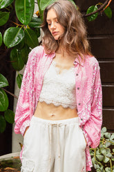 POL Oversized Button Down Long Sleeve Paisley Print Cotton Shirt